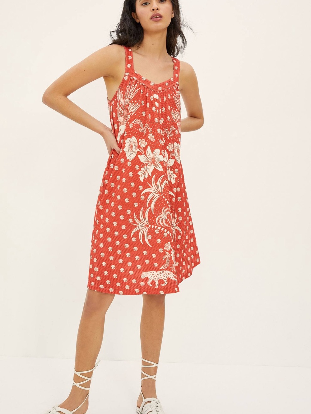 Farm Rio Palm Tree Printed Mini Dress